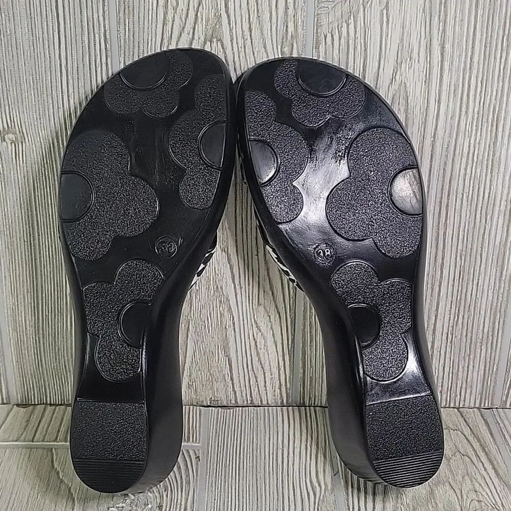 Matisse Black and White Leopard Print Wedge Sandals Womens Size 7